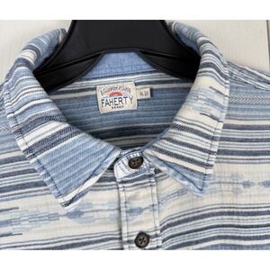 Faherty Movement Double Cloth Shirt XL Indigo Southwest Stripe Flannel LS Mens